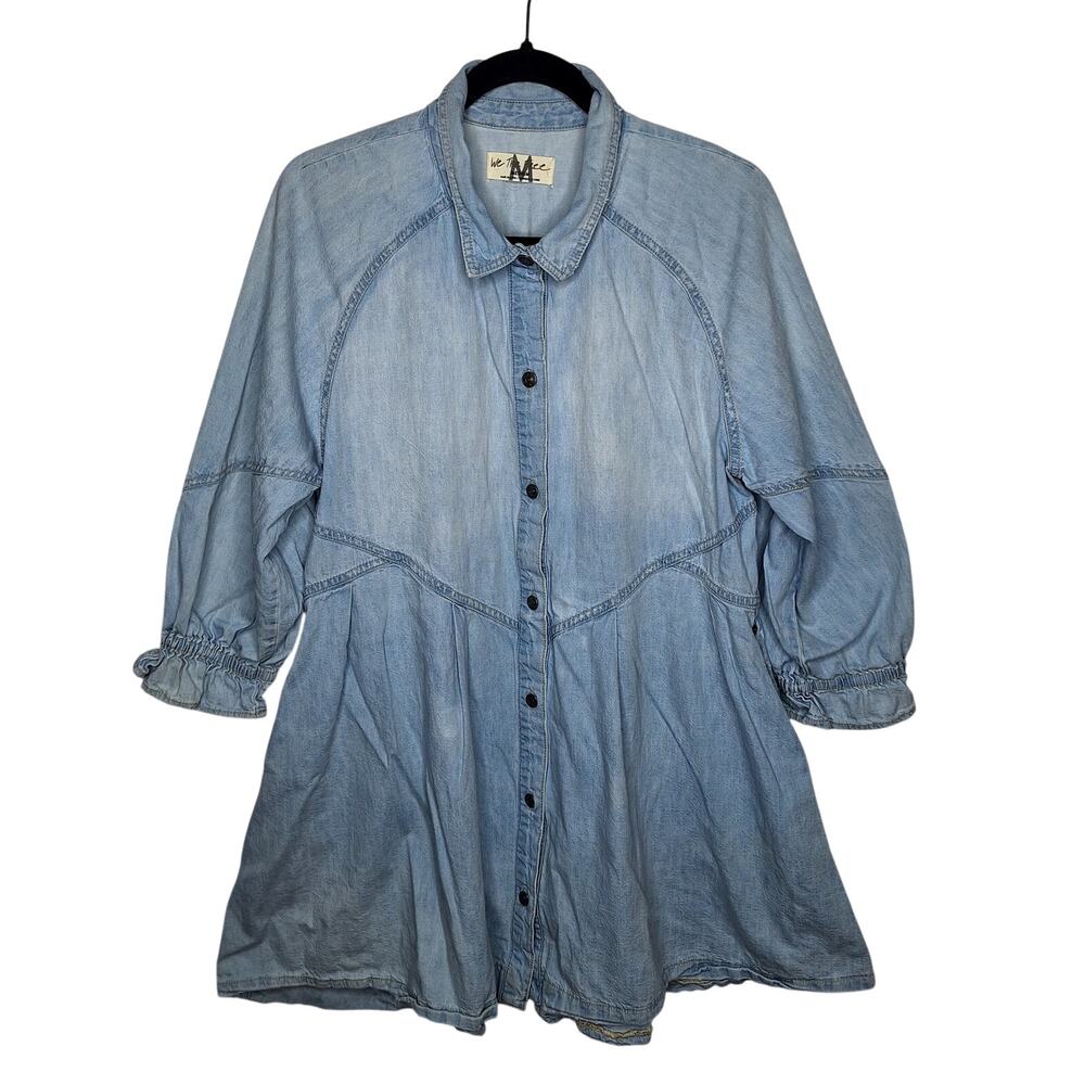 Free People We The Free Hannah Denim Mini Shirtdress M Light Western Cottage